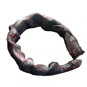Handcrafted Black Paisley Pattern Scrunchy Crown Jacquard Fabric Headband OOAK